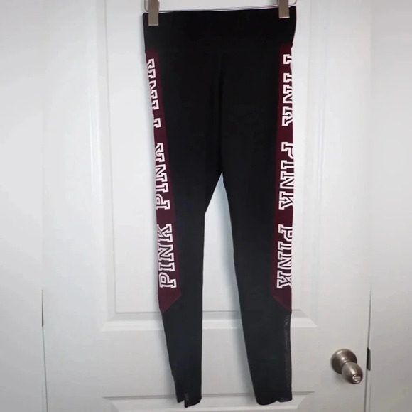 PINK Victoria’s Secret Black and Burgundy Graphic Ultimate Leggings size XS - Picture 1 of 7